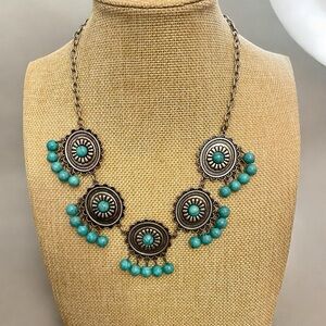Southwestern Turquoise Statement Silver Necklace